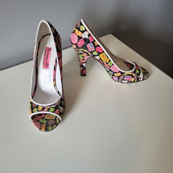 Betsey Johnson Shoes - Vintage Betsey Johnson Candy Print Peep Toe Heels, VGUC, Size 7